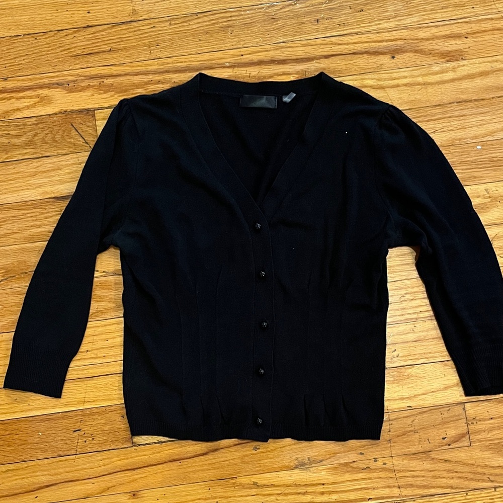 Black cropped pin up sweater